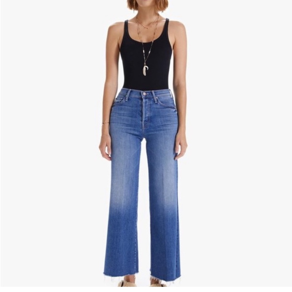 MOTHER The Tomcat Roller Fray Wide Leg Jeans Love Me Till Tomorrow